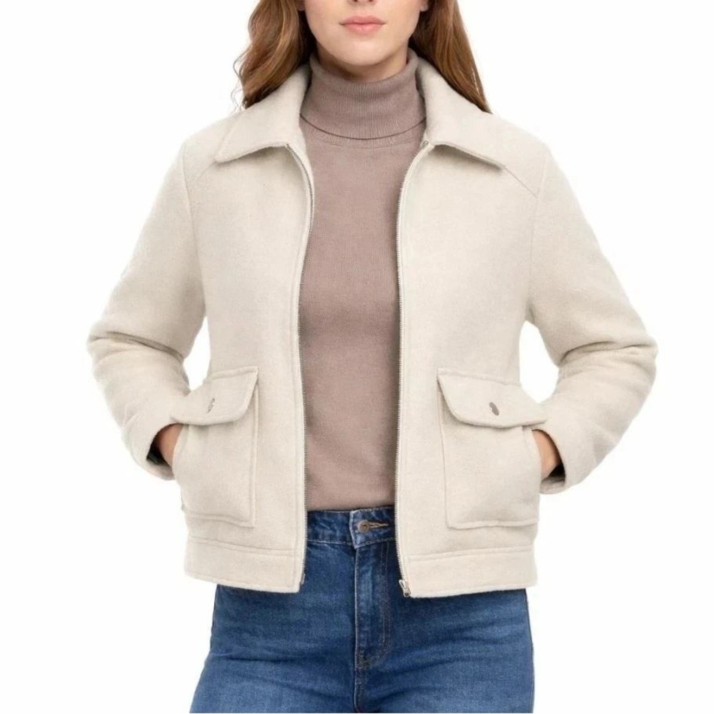 NWT Banana Republic Women's M Full Zip Utility Jacket Taupe Polyester